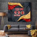 Personalized Suns Football Tapestry Easter Egg Pattern Red Yellow Tribal Dot Art Style