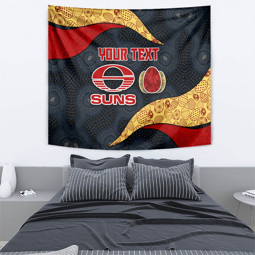 Personalized Suns Football Tapestry Easter Egg Pattern Red Yellow Tribal Dot Art Style