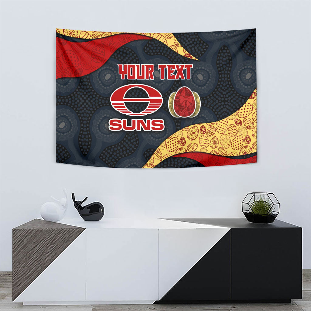Personalized Suns Football Tapestry Easter Egg Pattern Red Yellow Tribal Dot Art Style