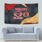 Personalized Suns Football Tapestry Easter Egg Pattern Red Yellow Tribal Dot Art Style