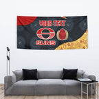 Personalized Suns Football Tapestry Easter Egg Pattern Red Yellow Tribal Dot Art Style