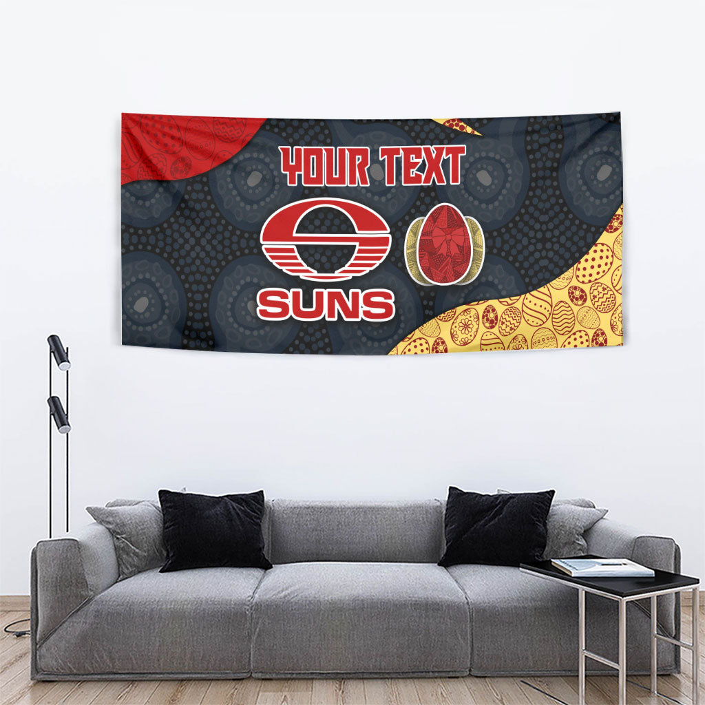 Personalized Suns Football Tapestry Easter Egg Pattern Red Yellow Tribal Dot Art Style