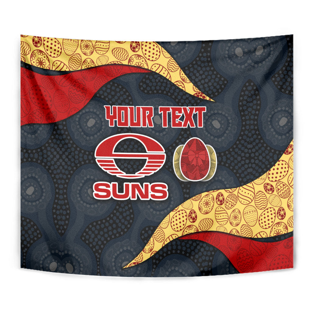 Personalized Suns Football Tapestry Easter Egg Pattern Red Yellow Tribal Dot Art Style