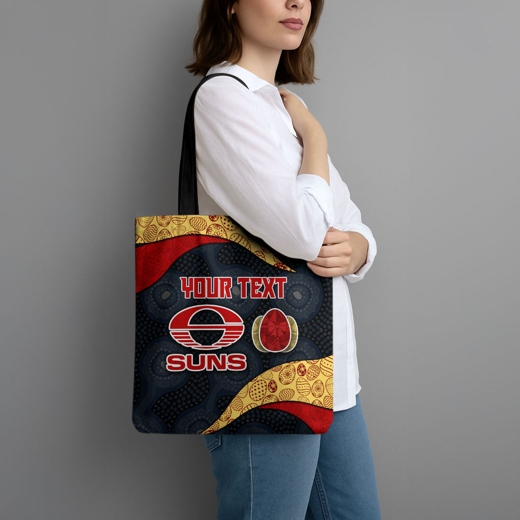 Personalized Suns Football Tote Bag Easter Egg Pattern Red Yellow Tribal Dot Art Style