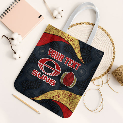 Personalized Suns Football Tote Bag Easter Egg Pattern Red Yellow Tribal Dot Art Style