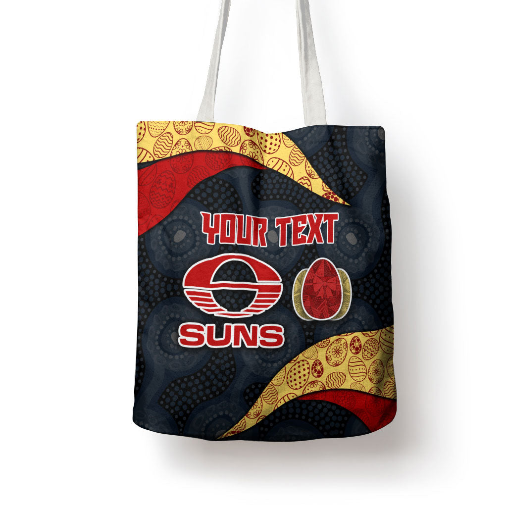 Personalized Suns Football Tote Bag Easter Egg Pattern Red Yellow Tribal Dot Art Style