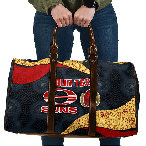 Personalized Suns Football Travel Bag Easter Egg Pattern Red Yellow Tribal Dot Art Style