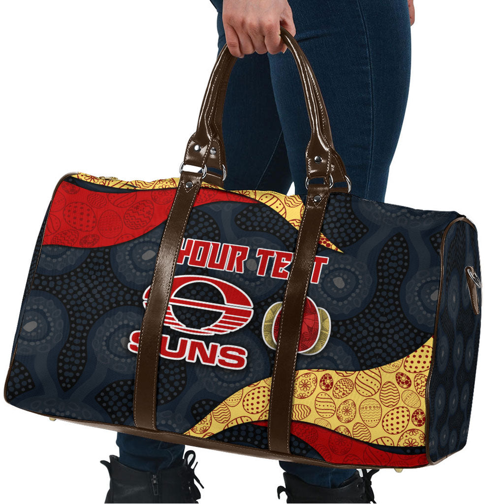 Personalized Suns Football Travel Bag Easter Egg Pattern Red Yellow Tribal Dot Art Style