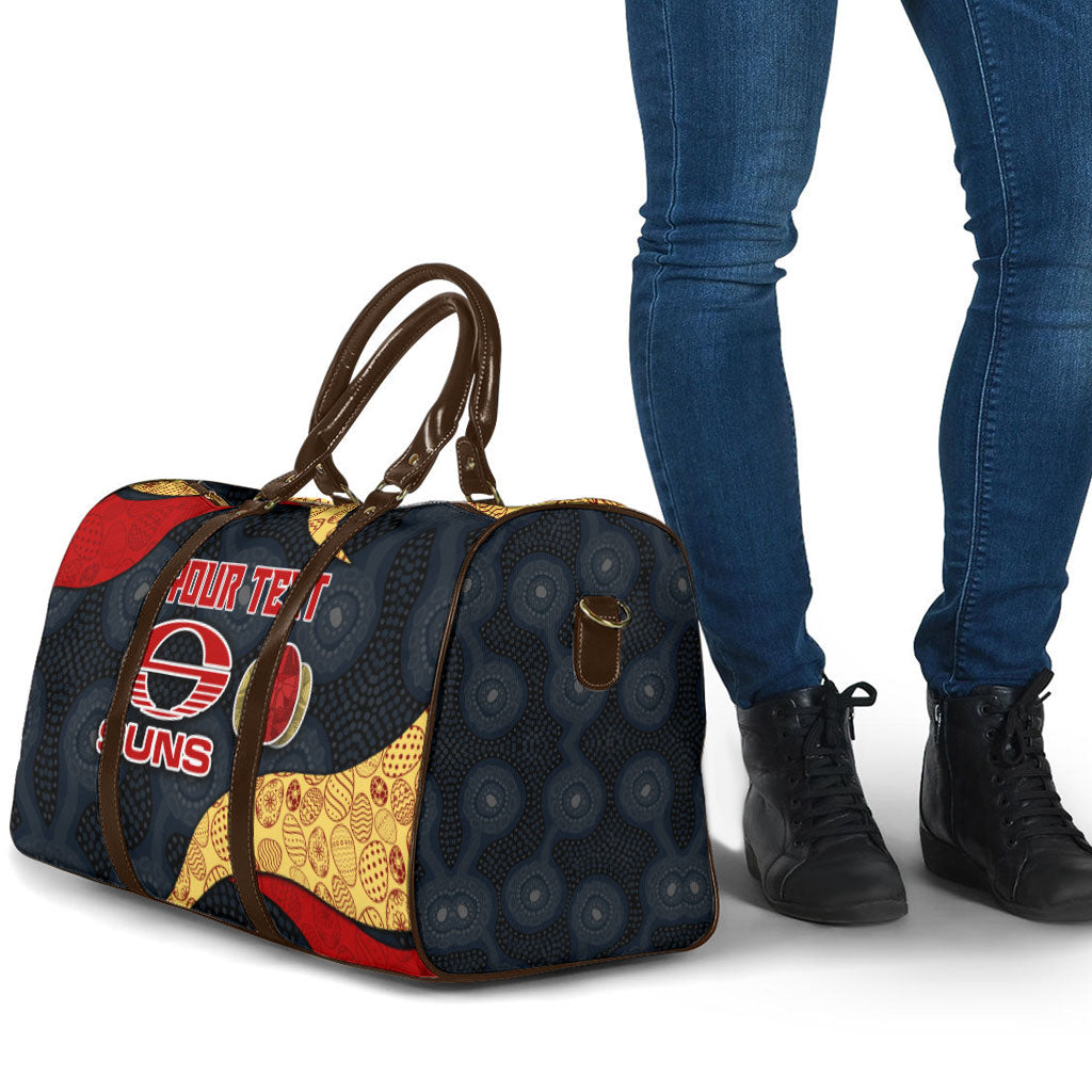 Personalized Suns Football Travel Bag Easter Egg Pattern Red Yellow Tribal Dot Art Style