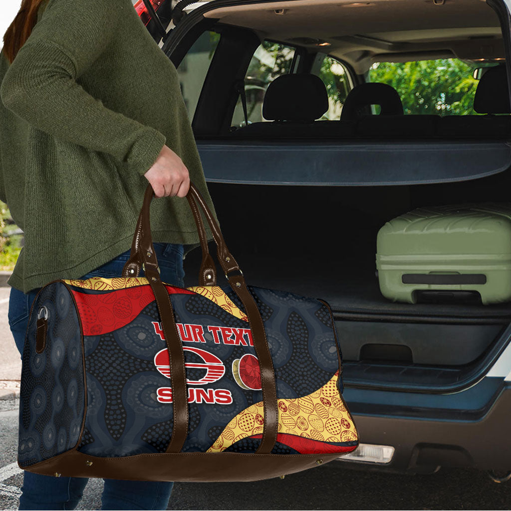 Personalized Suns Football Travel Bag Easter Egg Pattern Red Yellow Tribal Dot Art Style