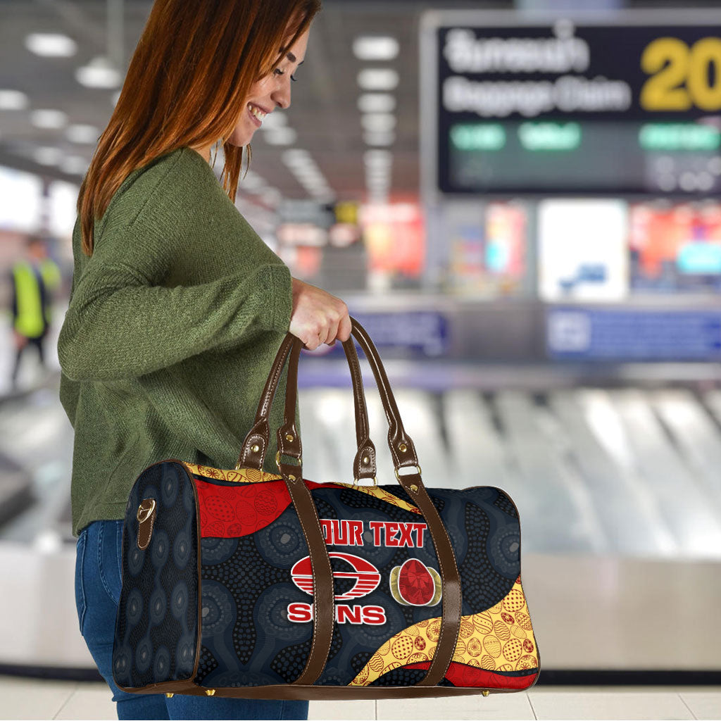 Personalized Suns Football Travel Bag Easter Egg Pattern Red Yellow Tribal Dot Art Style