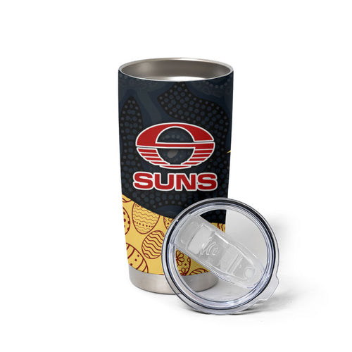 Personalized Suns Football Tumbler Cup Easter Egg Pattern Red Yellow Tribal Dot Art Style