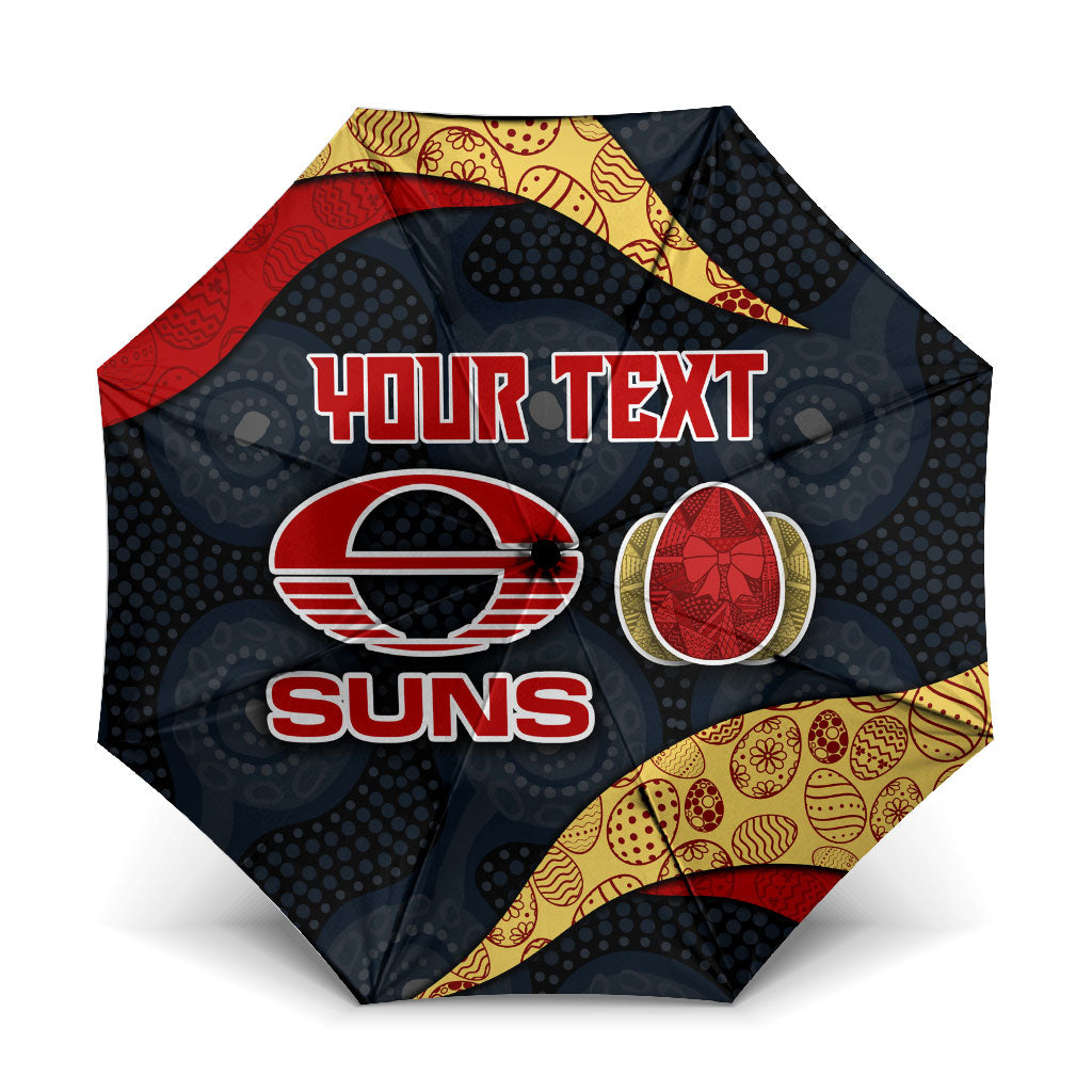 Personalized Suns Football Umbrella Easter Egg Pattern Red Yellow Tribal Dot Art Style