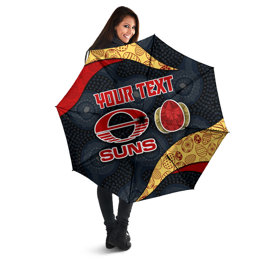 Personalized Suns Football Umbrella Easter Egg Pattern Red Yellow Tribal Dot Art Style