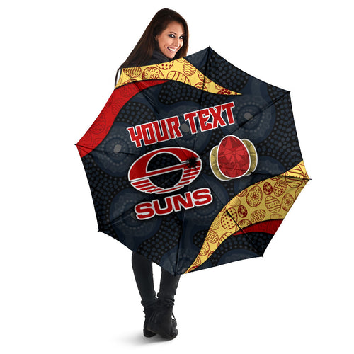 Personalized Suns Football Umbrella Easter Egg Pattern Red Yellow Tribal Dot Art Style