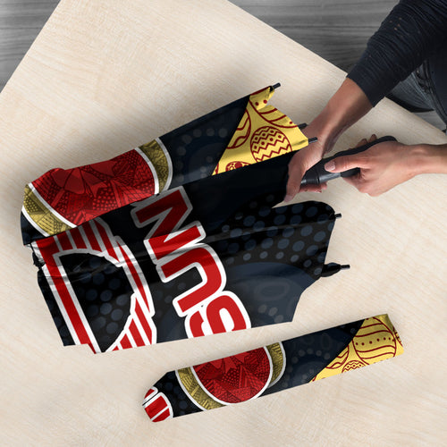Personalized Suns Football Umbrella Easter Egg Pattern Red Yellow Tribal Dot Art Style