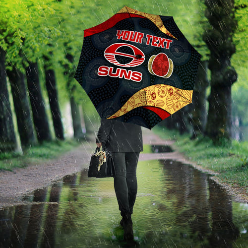 Personalized Suns Football Umbrella Easter Egg Pattern Red Yellow Tribal Dot Art Style