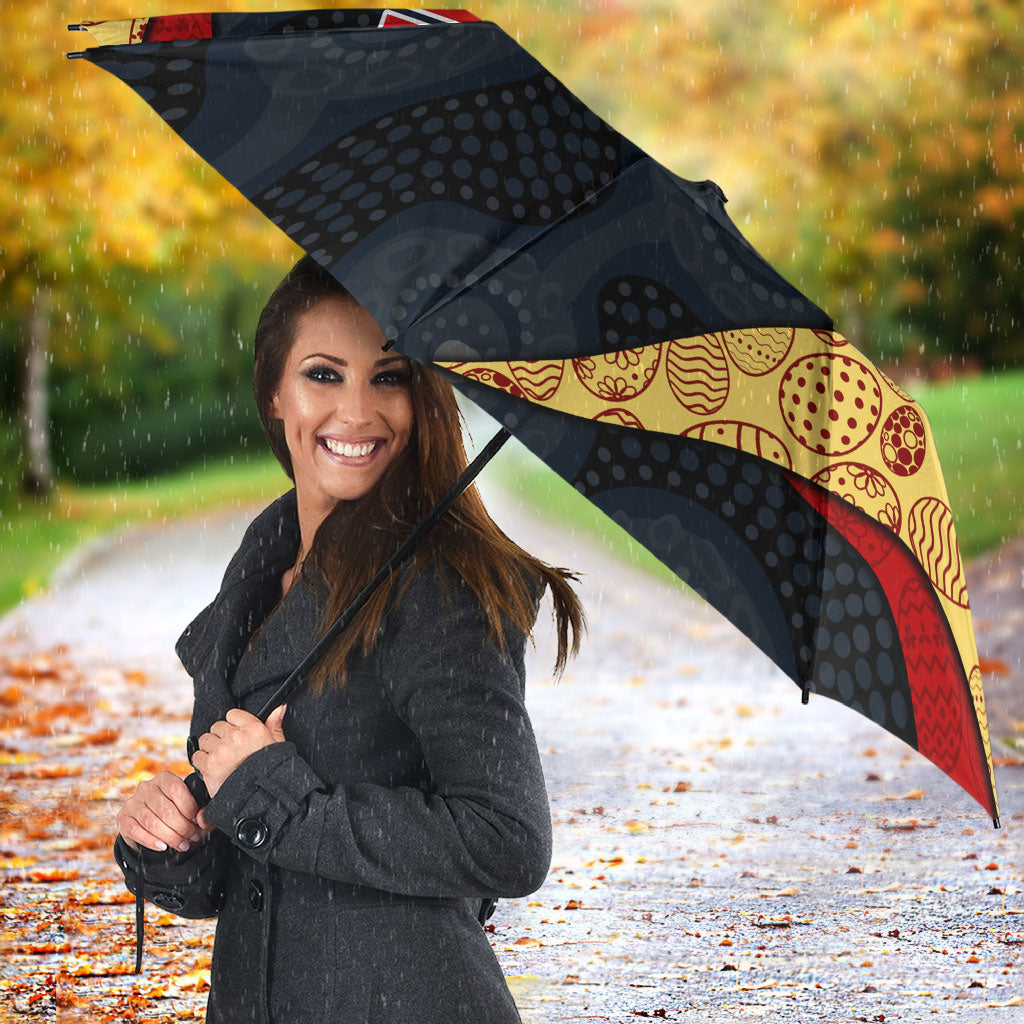 Personalized Suns Football Umbrella Easter Egg Pattern Red Yellow Tribal Dot Art Style