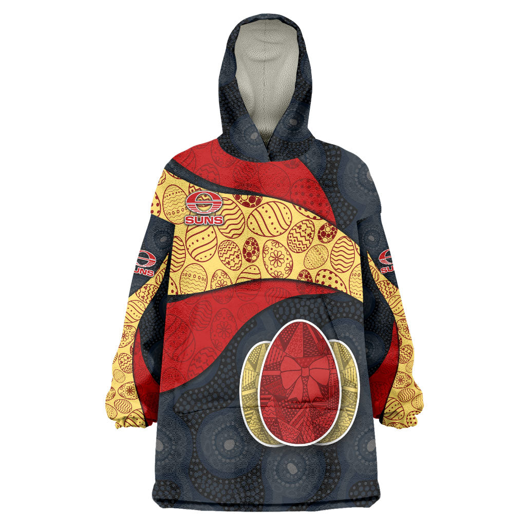 Personalized Suns Football Wearable Blanket Hoodie Easter Egg Pattern Red Yellow Tribal Dot Art Style