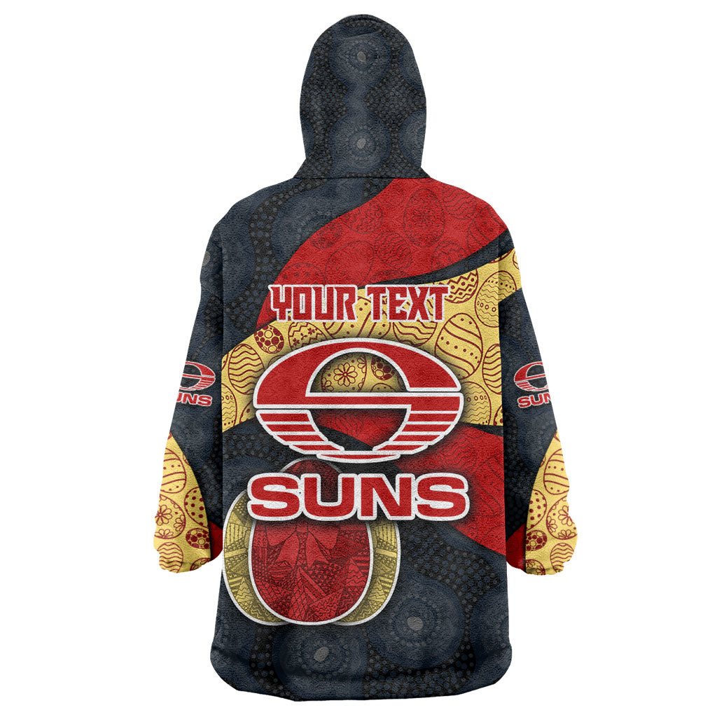 Personalized Suns Football Wearable Blanket Hoodie Easter Egg Pattern Red Yellow Tribal Dot Art Style