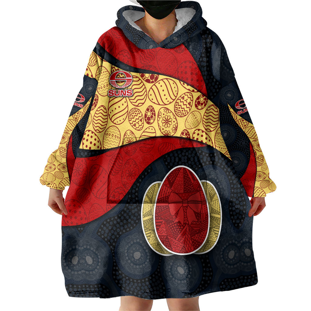Personalized Suns Football Wearable Blanket Hoodie Easter Egg Pattern Red Yellow Tribal Dot Art Style