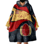 Personalized Suns Football Wearable Blanket Hoodie Easter Egg Pattern Red Yellow Tribal Dot Art Style