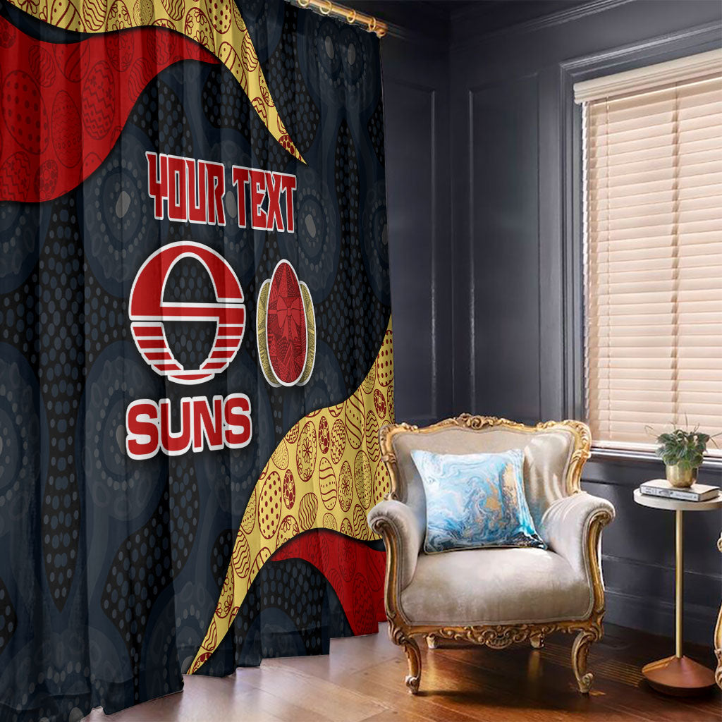 Personalized Suns Football Window Curtain Easter Egg Pattern Red Yellow Tribal Dot Art Style
