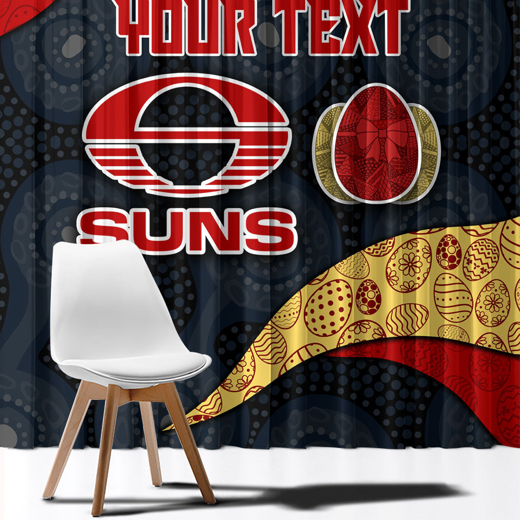 Personalized Suns Football Window Curtain Easter Egg Pattern Red Yellow Tribal Dot Art Style