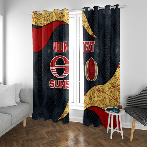 Personalized Suns Football Window Curtain Easter Egg Pattern Red Yellow Tribal Dot Art Style