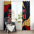 Personalized Suns Football Window Curtain Easter Egg Pattern Red Yellow Tribal Dot Art Style