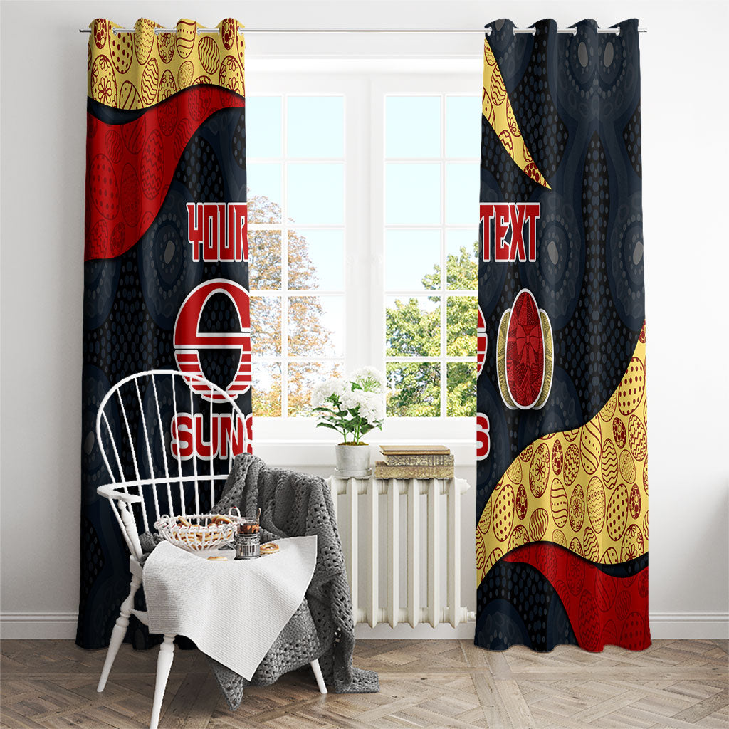 Personalized Suns Football Window Curtain Easter Egg Pattern Red Yellow Tribal Dot Art Style