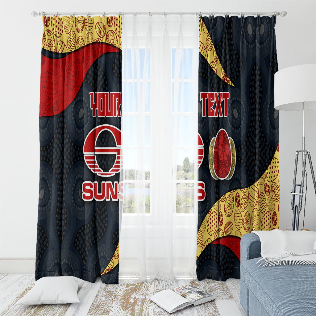 Personalized Suns Football Window Curtain Easter Egg Pattern Red Yellow Tribal Dot Art Style