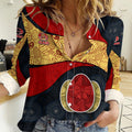 Personalized Suns Football Women Casual Shirt Easter Egg Pattern Red Yellow Tribal Dot Art Style