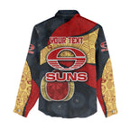 Personalized Suns Football Women Casual Shirt Easter Egg Pattern Red Yellow Tribal Dot Art Style