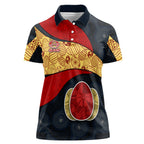 Personalized Suns Football Women Polo Shirt Easter Egg Pattern Red Yellow Tribal Dot Art Style