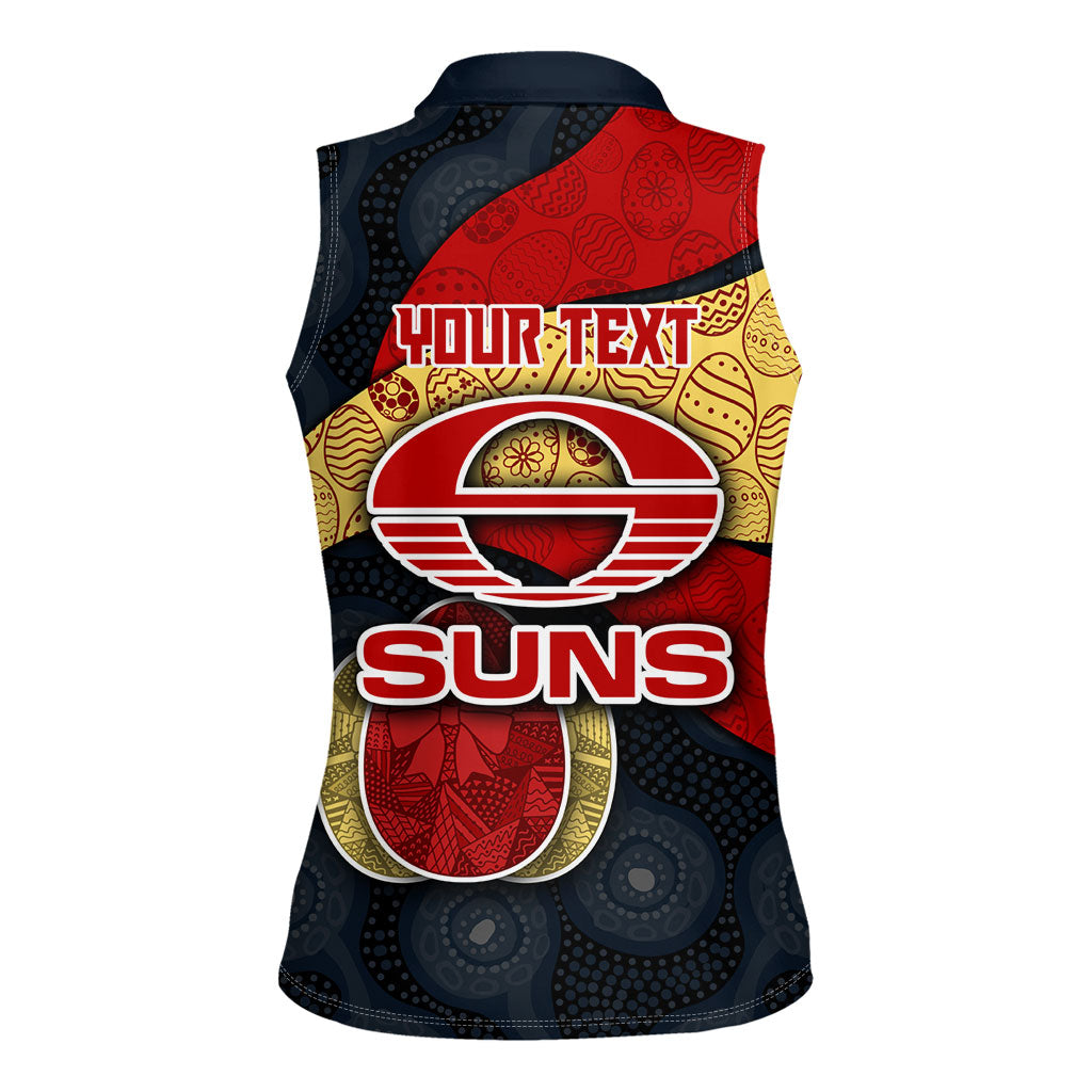 Personalized Suns Football Women Sleeveless Polo Shirt Easter Egg Pattern Red Yellow Tribal Dot Art Style