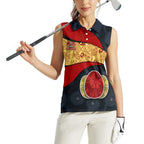 Personalized Suns Football Women Sleeveless Polo Shirt Easter Egg Pattern Red Yellow Tribal Dot Art Style
