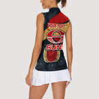 Personalized Suns Football Women Sleeveless Polo Shirt Easter Egg Pattern Red Yellow Tribal Dot Art Style