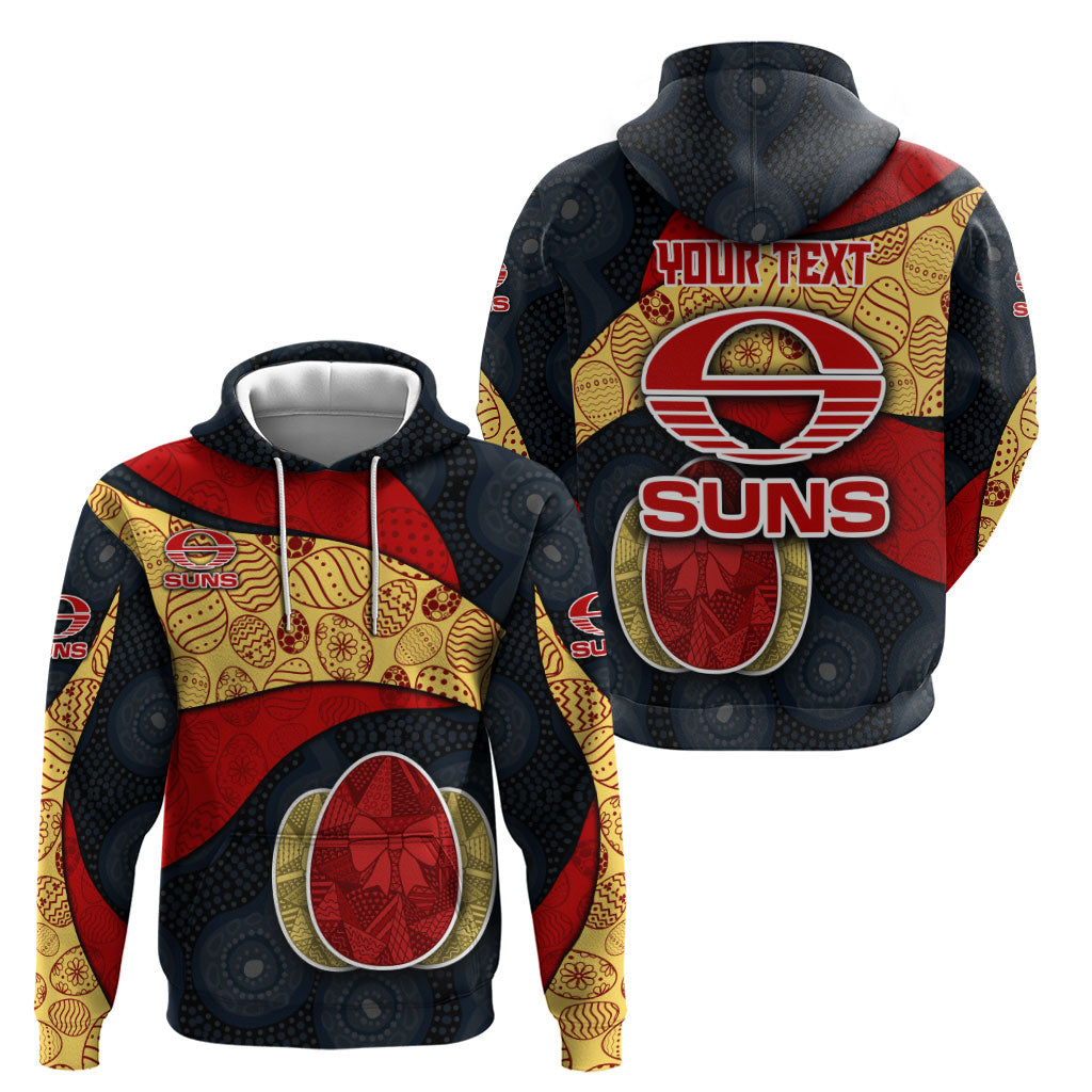 Personalized Suns Football Zip Hoodie Easter Egg Pattern Red Yellow Tribal Dot Art Style
