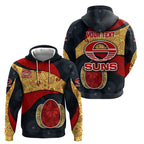 Personalized Suns Football Zip Hoodie Easter Egg Pattern Red Yellow Tribal Dot Art Style