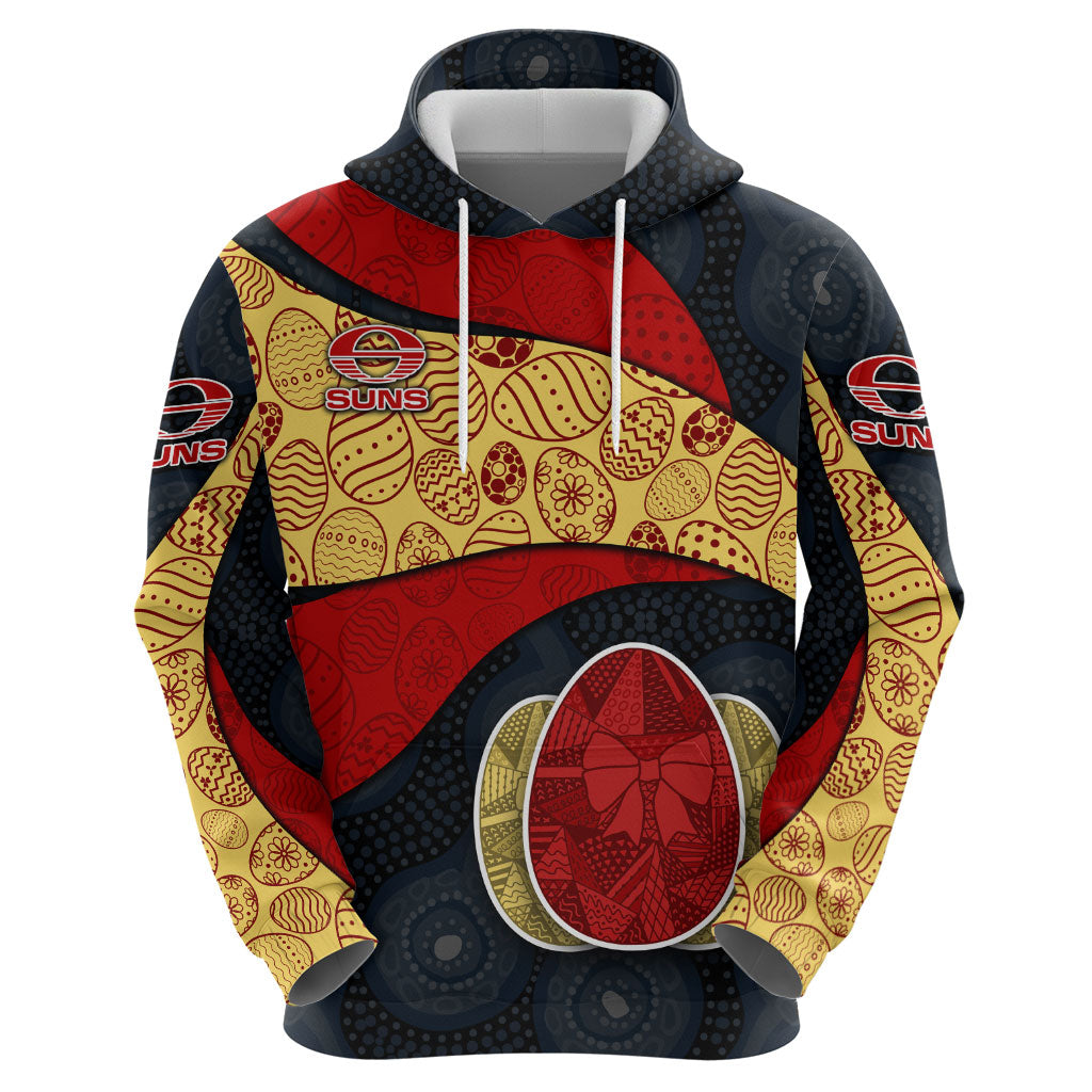 Personalized Suns Football Zip Hoodie Easter Egg Pattern Red Yellow Tribal Dot Art Style