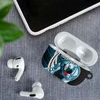 Personalized Port Adelaide Power AirPods Case Polynesian Tribal Lightning Bolt Mascot With Hibiscus Floral Art