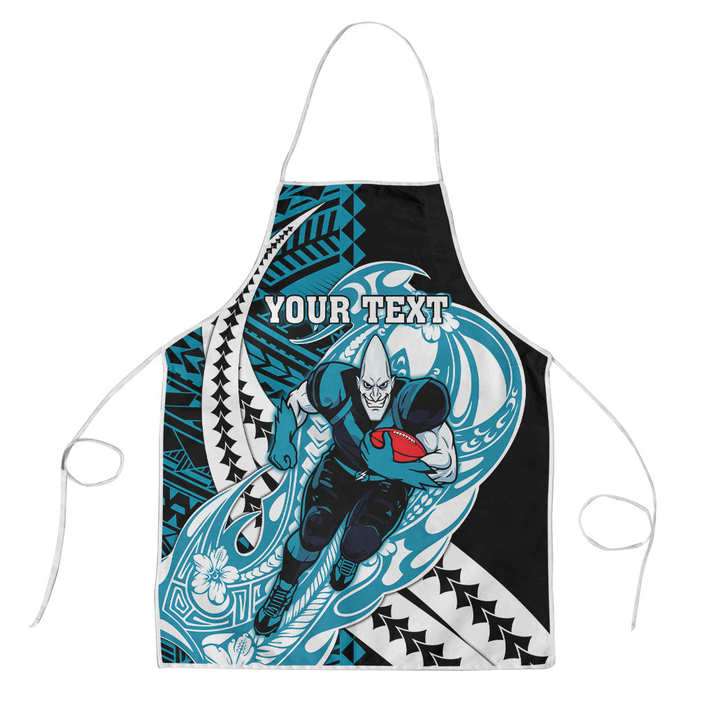 Personalized Port Adelaide Power Apron Polynesian Tribal Lightning Bolt Mascot With Hibiscus Floral Art