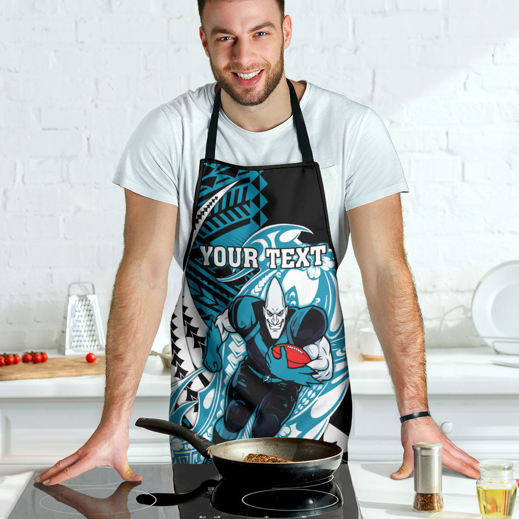 Personalized Port Adelaide Power Apron Polynesian Tribal Lightning Bolt Mascot With Hibiscus Floral Art