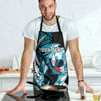 Personalized Port Adelaide Power Apron Polynesian Tribal Lightning Bolt Mascot With Hibiscus Floral Art