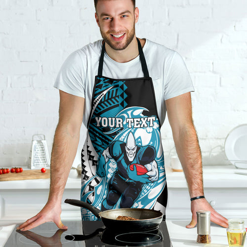 Personalized Port Adelaide Power Apron Polynesian Tribal Lightning Bolt Mascot With Hibiscus Floral Art