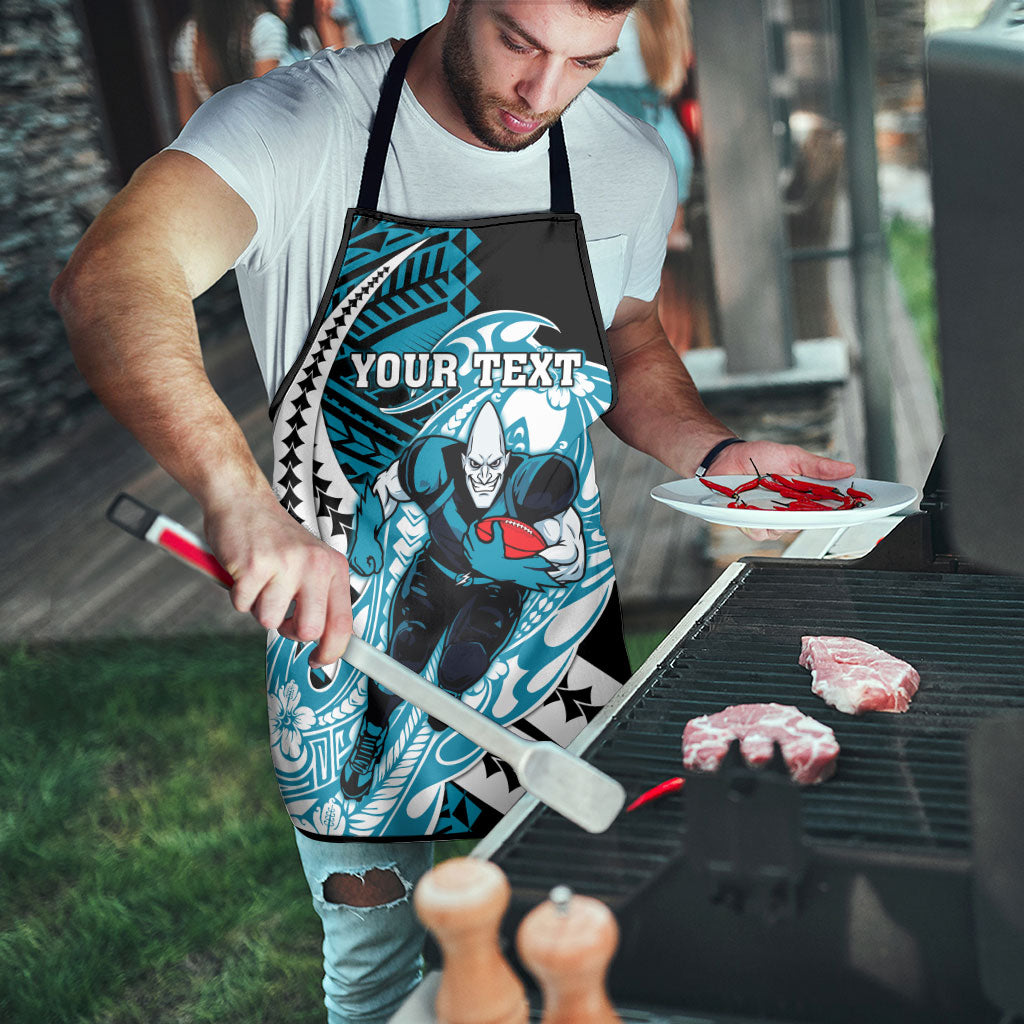 Personalized Port Adelaide Power Apron Polynesian Tribal Lightning Bolt Mascot With Hibiscus Floral Art