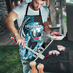 Personalized Port Adelaide Power Apron Polynesian Tribal Lightning Bolt Mascot With Hibiscus Floral Art