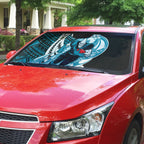 Personalized Port Adelaide Power Auto Sun Shade Polynesian Tribal Lightning Bolt Mascot With Hibiscus Floral Art