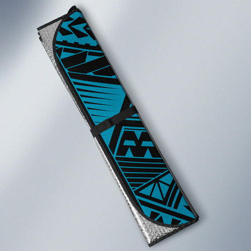 Personalized Port Adelaide Power Auto Sun Shade Polynesian Tribal Lightning Bolt Mascot With Hibiscus Floral Art